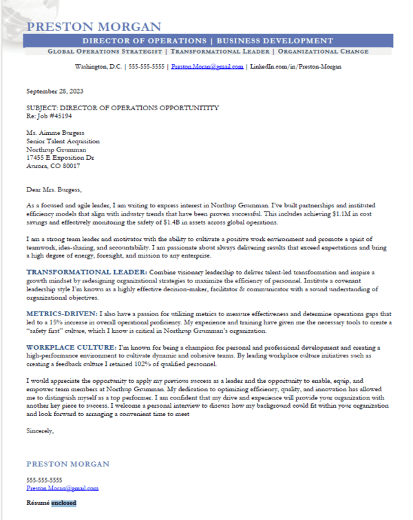 Cover Letter