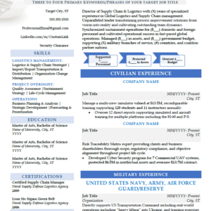 Military Combo Active, Reserve, and Guard Resume Template